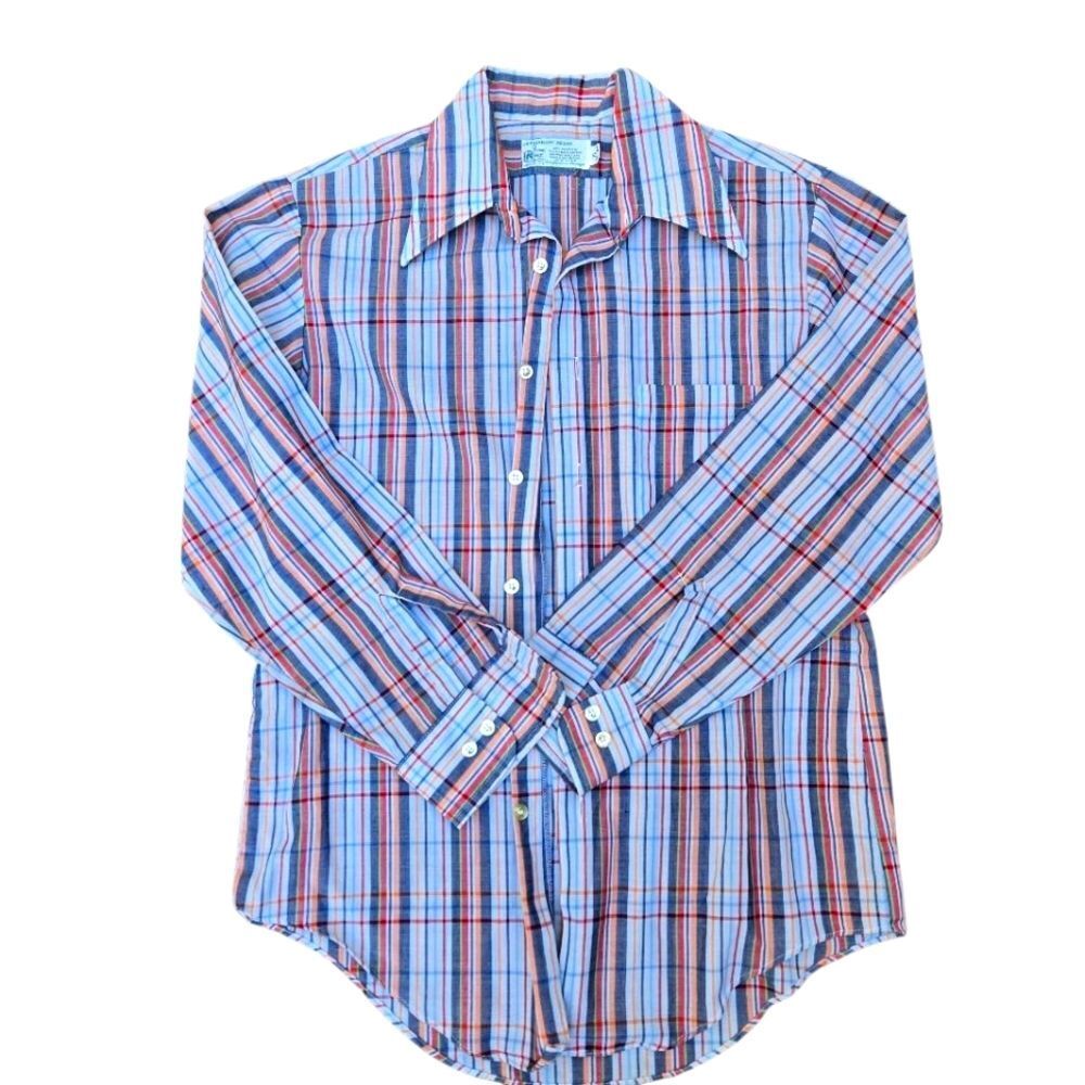 Vintage Kmart Permanent Press Long Sleeve Button-down Colorful Plaid Shirt